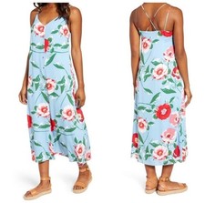 Gibson Women's Dress S Blue Midi V-neck Strappy Sundress The Motherchic Al Fresc
