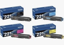 Brother TN221 Toner 4-Pack Black Cyan Magenta Yellow HL-3170CDW MFC-9340CDW