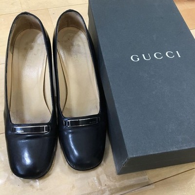 Seltene GUCCI Pumps schwarz 37C EU 23,5cm Absatz 7cm echt Leder KOBE