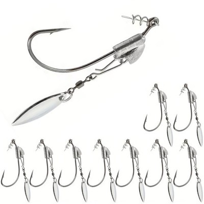 10Pcs Underspin Jig Head Swimbait Hooks Bass Trout Weighted Fishing Hook Lures