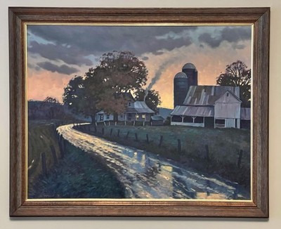 J. Scott Wolf Lancaster County Original Oil Painting Country Sunrise Dusk Framed