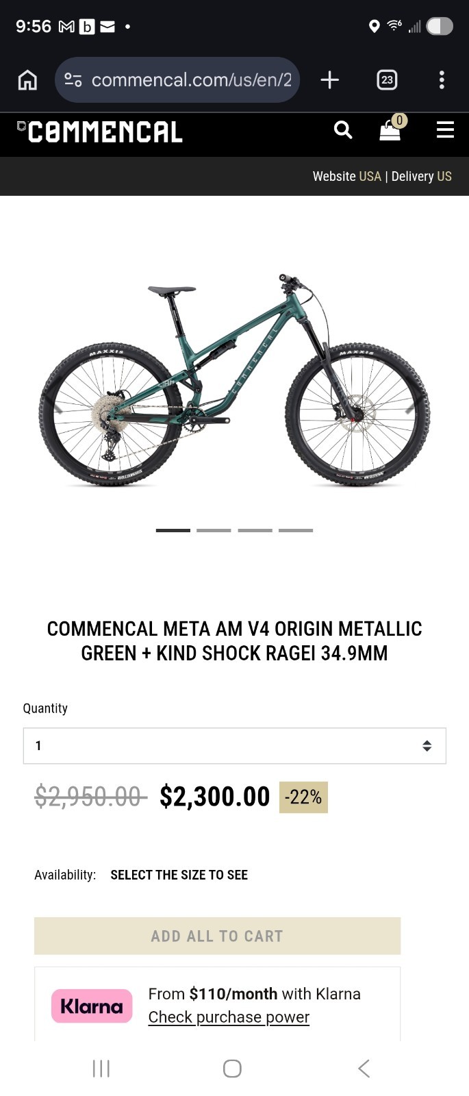 Commencal Meta AM V4 Origin 29" Mountain Bike Orange Full Susp. Hydr/ Amazin Pri