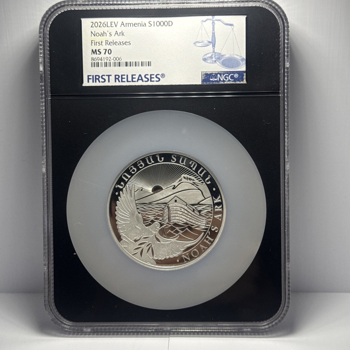 2026LEV NGC Armenia S1000D Noah's Ark First Releases 5 oz Silver