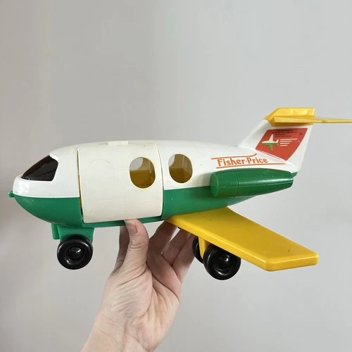 Fisher Price Little People Vintage Plane Fun Jet #182 Green/Yellow 1980