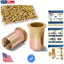 1/4 Rivet Nut, 115Pcs Carbon Steel Zinc Rivet Nuts 1/4-20, 1/4 20 Threaded In...