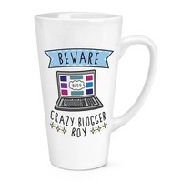 Beware VerrüCkte Blogger Jungen 483Ml Groß Latte Becher Tasse Lustiger Witz