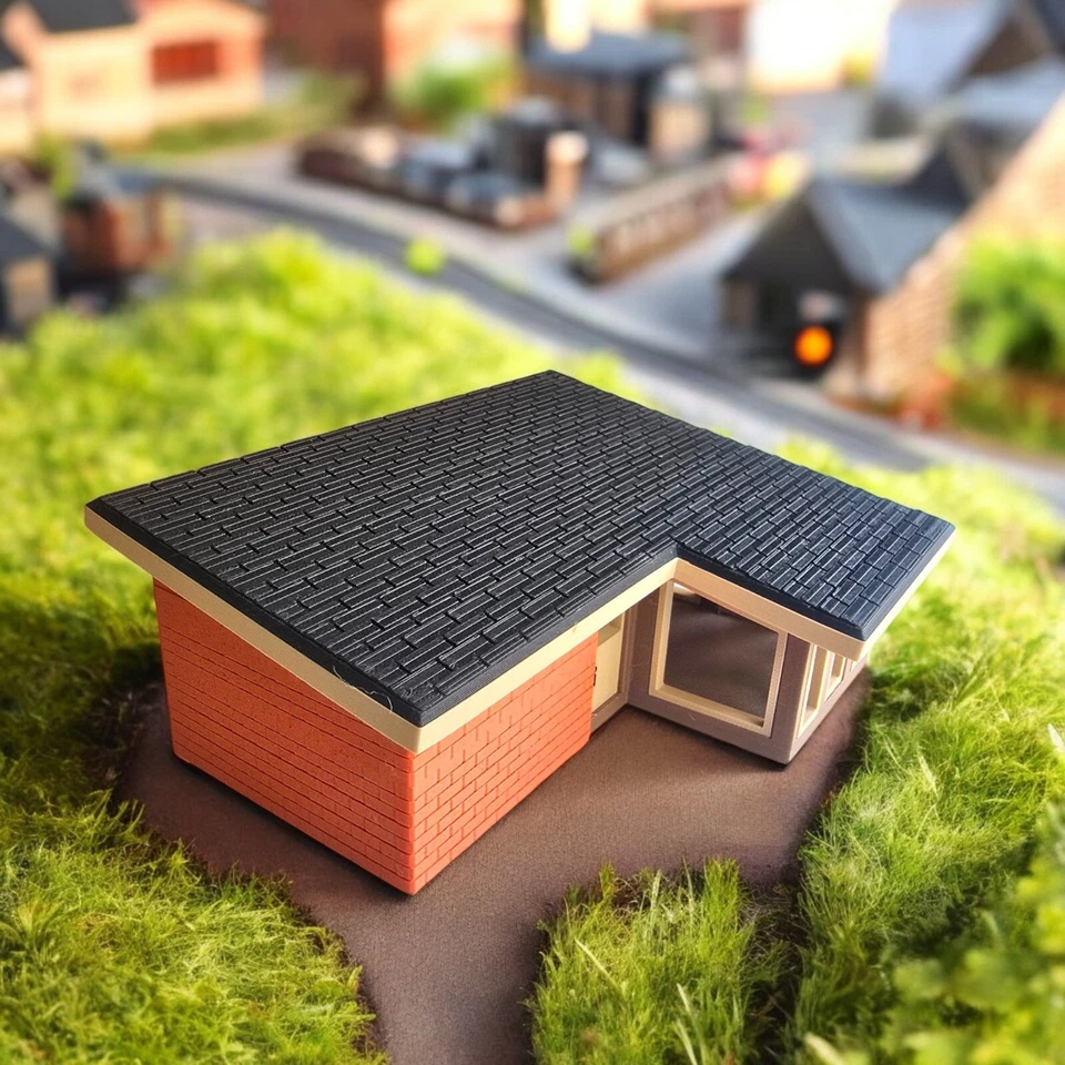 Ellsworth MidCentury Modern Brick House 1960s 1:48 0 Scale Built Building - Image 3 of 4