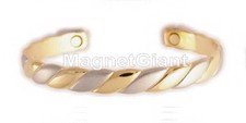 Silver  Gold Plating on Solid Copper Magnetic Bangle Bracelet Cuff - BG26T