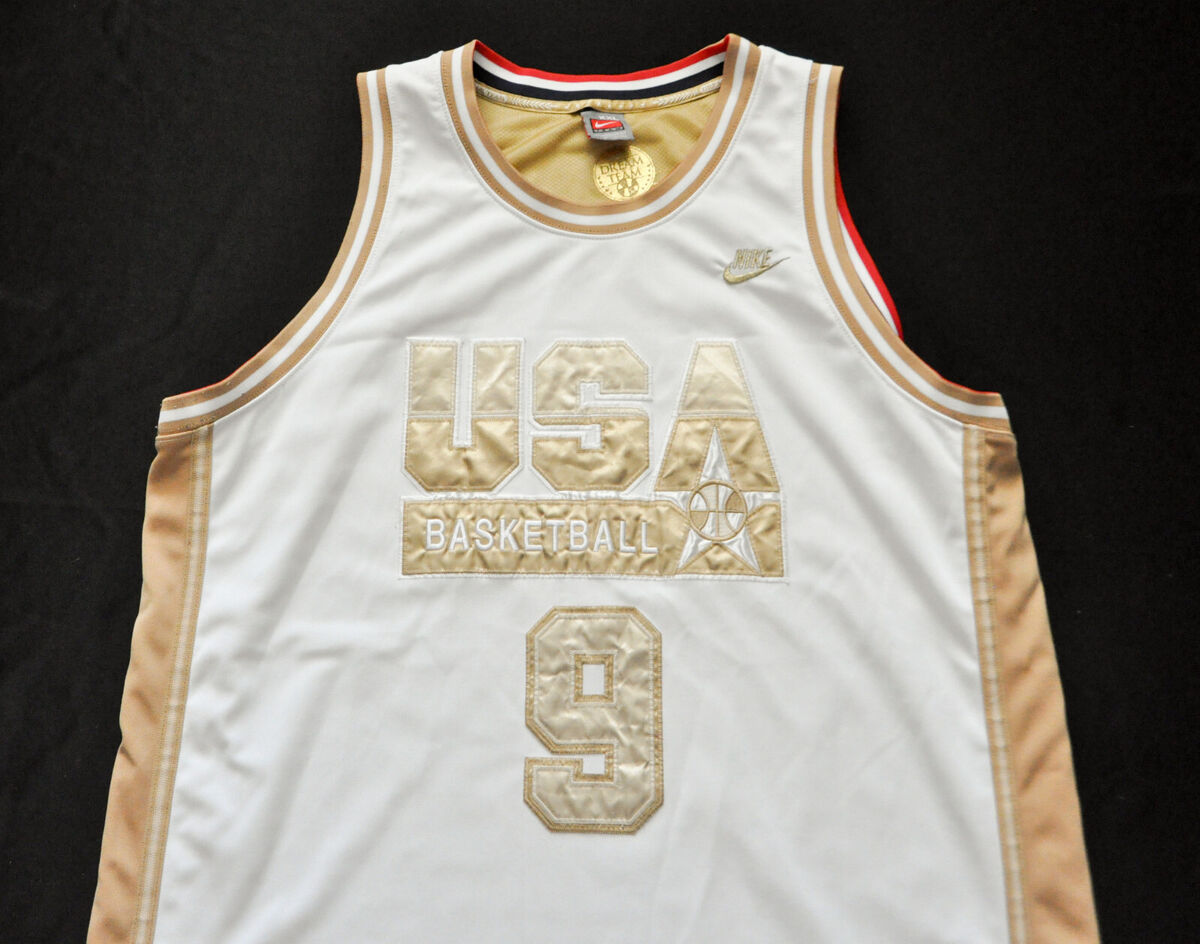 Michael Jordan #9 Dream Team USA Nike Jersey Gold Letters Michael Jordan #9 Dream Team USA Nike Jersey Gold Letters