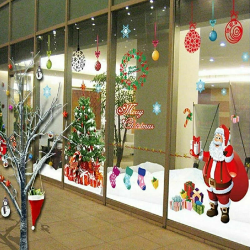 Large Christmas Removable Window Stickers Wall Decals Xmas Home Shop