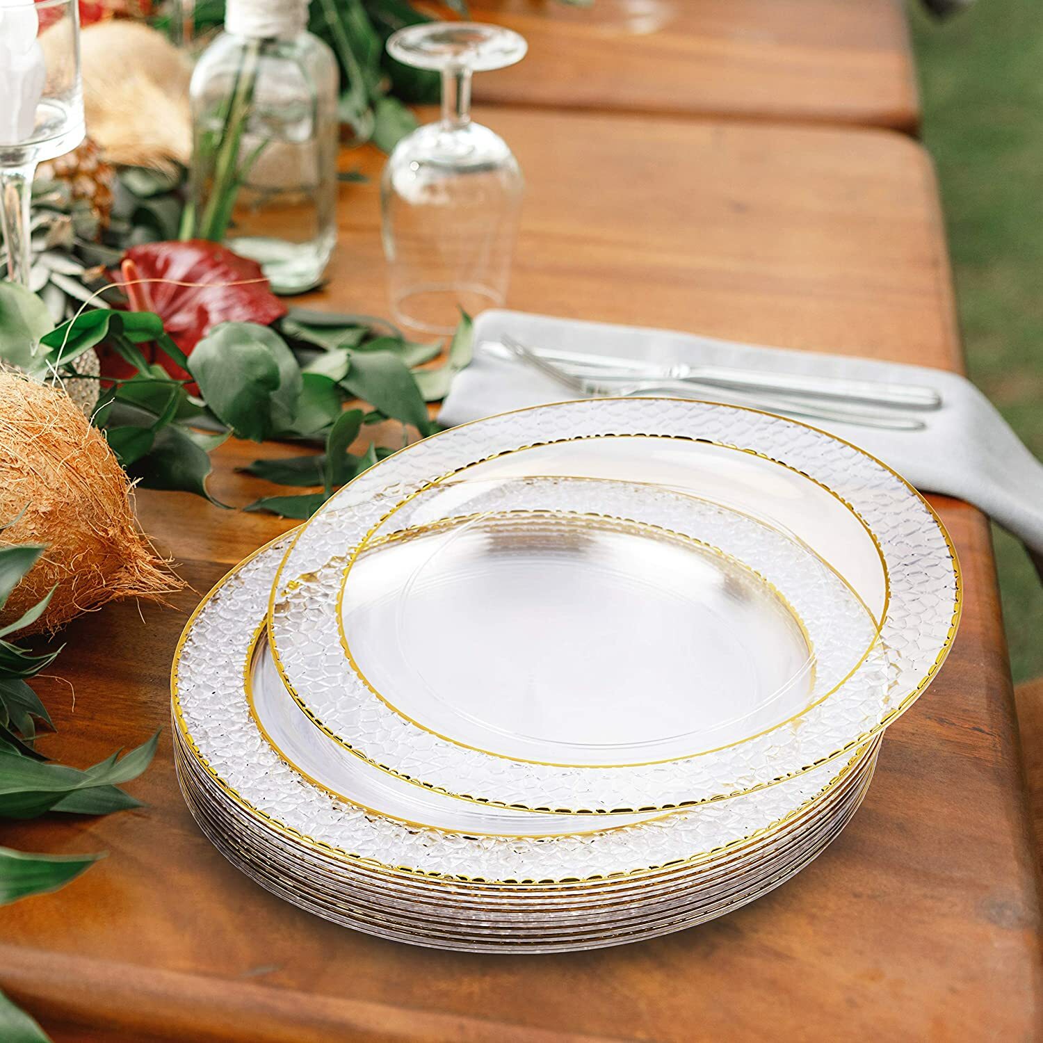 48 Stück Rosa Pappteller 18cm Mit Goldrand - Elegante Partyteller Für Feiern