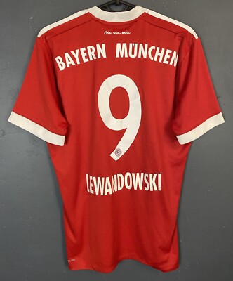 MEN'S FC BAYERN MUNICH 2017/2018 LEWANDOWSKI SOCCER FOOTBALL SHIRT