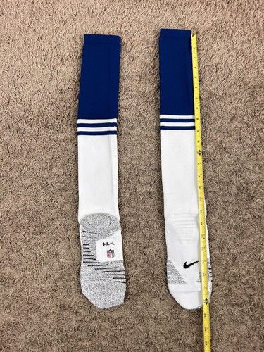 Nike Grip NFL Football Team Issued Game Socks Blue White Striped Size XL - Picture 3 of 4