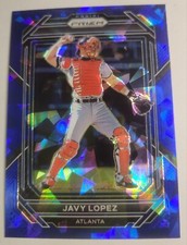 2023 Javy Lopez Panini Prizm Blue Cracked Ice Parallel #240 Atlanta Braves Card