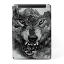 Skins Decal Wrap for Apple iPad 9.7 2017 Angry Wolf Growling Mountains