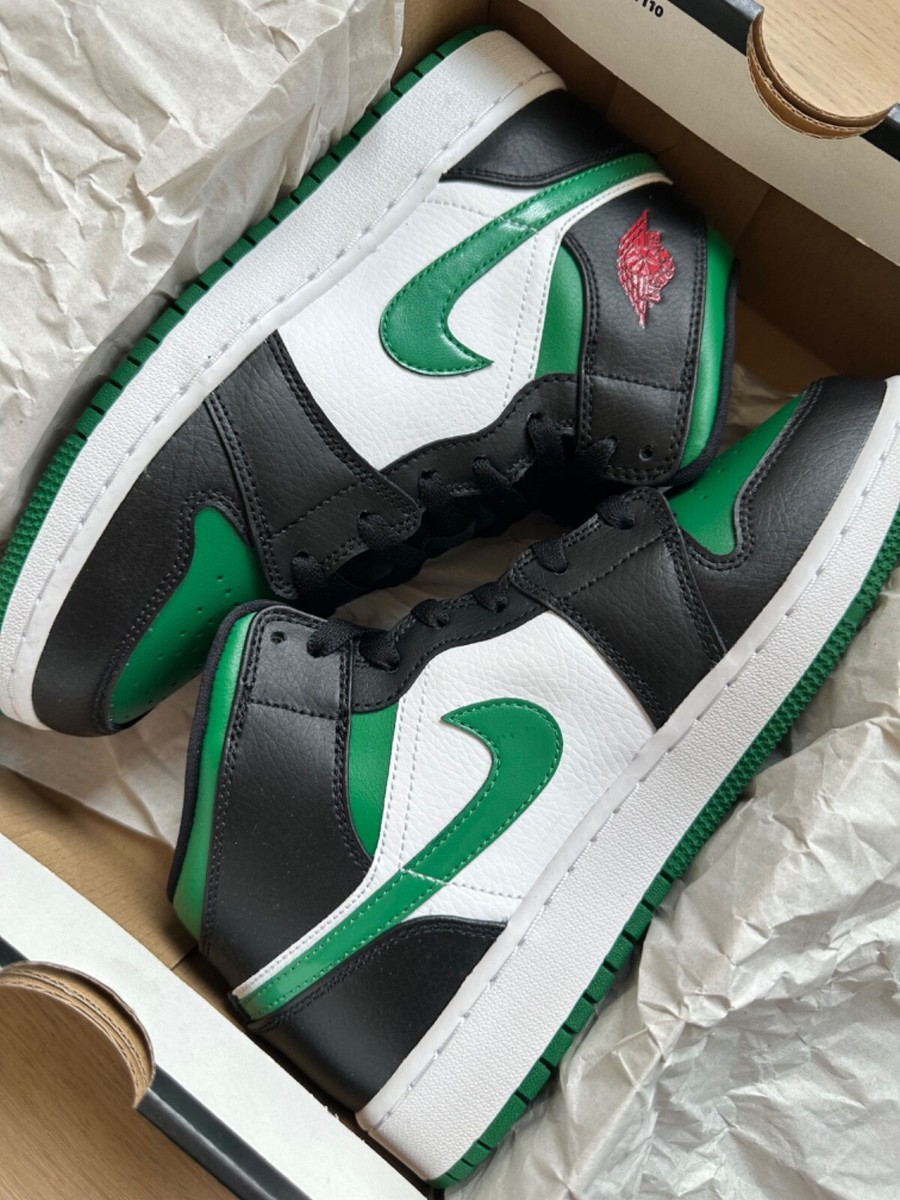 NIB Air Jordan 1 Mid Sneakers 'Black Pine Green' 554725-067 6Y GS