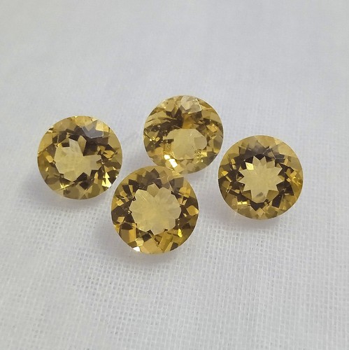 7 Ct 8x8 MM Natural Faceted Golden Yellow Citrine Cut Round Shape 4 Piece Lot - Picture 11 of 24