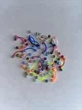 TWO Acrylic Curved Eyebrow Nipple Belly Piercings Body Jewerly ￼Hypoallergenic