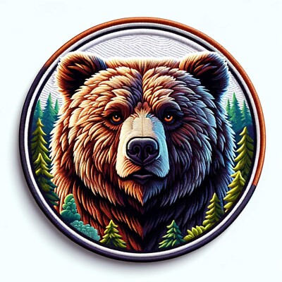 Grizzly Bear Patch Iron-on Clothing Applique Wild Animals Badge Nature Gift
