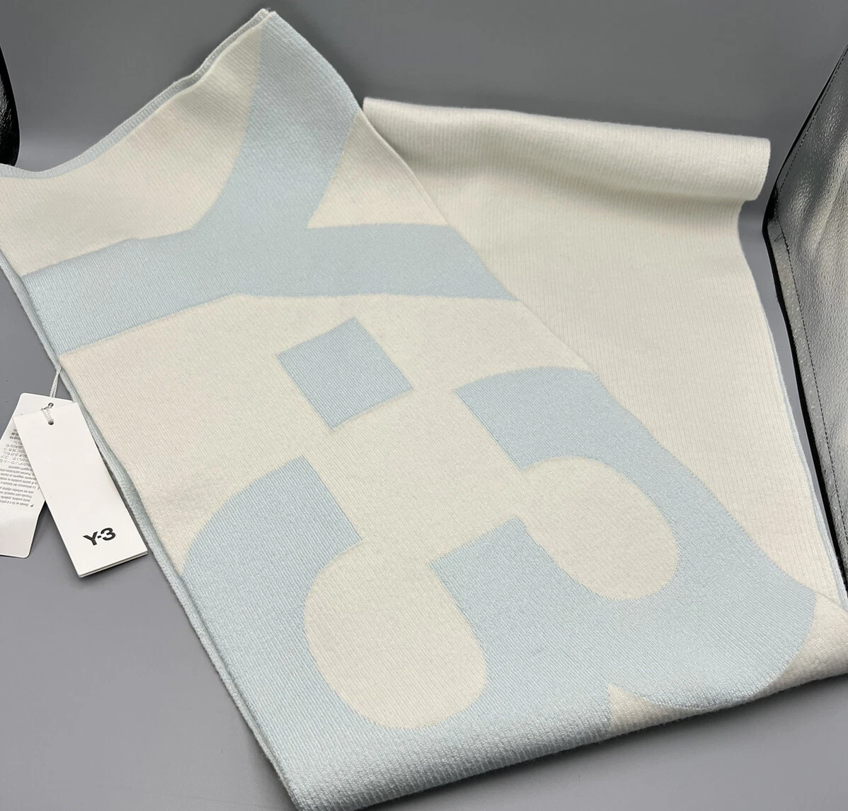 Y-3 Yohji Yamamoto Adidas Oversize Unisex Logo Scarf Wrap Shawl White/Blue New!!