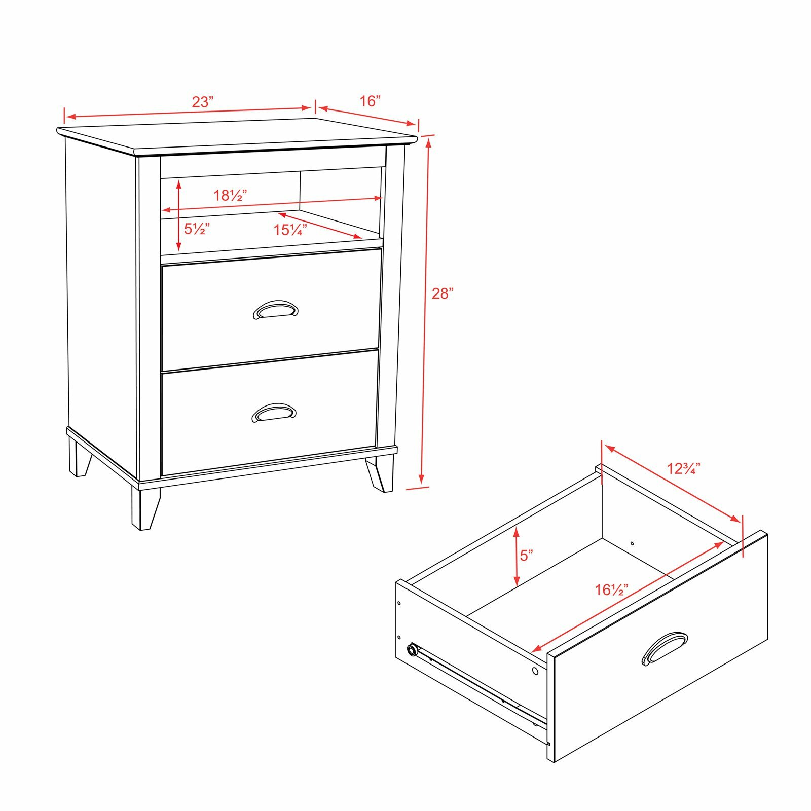 Prepac Yaletown 2 Drawer Tall Nightstand White For Sale Online Ebay