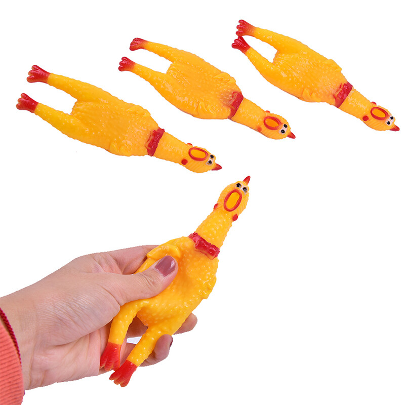 Dog Gadgets Novelty Yellow Rubber Chicken Pet Toys Novelty Screaming