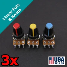 3pcs B20K 20K Ohm Linear Taper Potentiometer & Knobs Single Gang Pot 3x U17