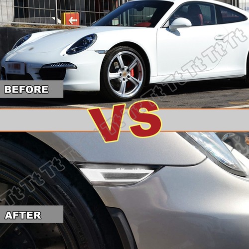 White LED Front Side Marker Lights Clear For Porsche 991 718 981 Carrera Cayman - Picture 11 of 11