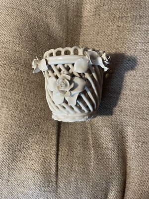 Vintage Basket Italy Woven Porcelain Some Chips