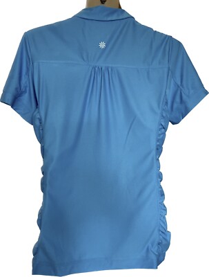 Athleta Birdie Polo Shirt 426902 Blue Ruched Athletic Top Size XL