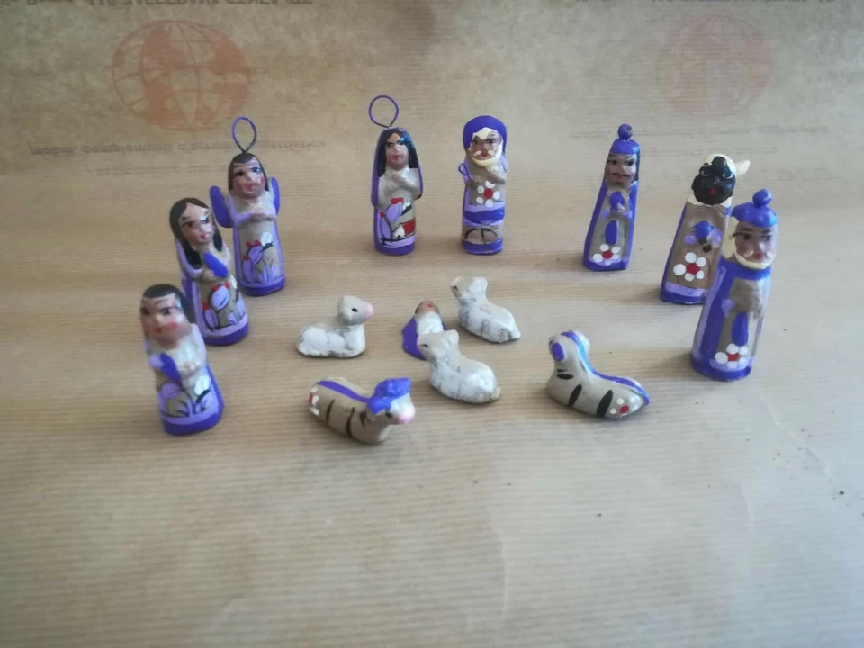 Presepe terracotta viola messicano fatto a mano - Immagine 2 di 4