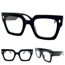 Oversize Vintage Retro Style Clear Lens EYE GLASSES Thick Big Square Black Frame