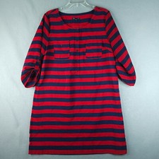 Gap Dress Women Large Red Blue Striped Silky Popover Boxy Basic Simple Bold