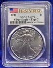2021-W Type-2 Silver American Eagle PCGS SP 70 First Strike