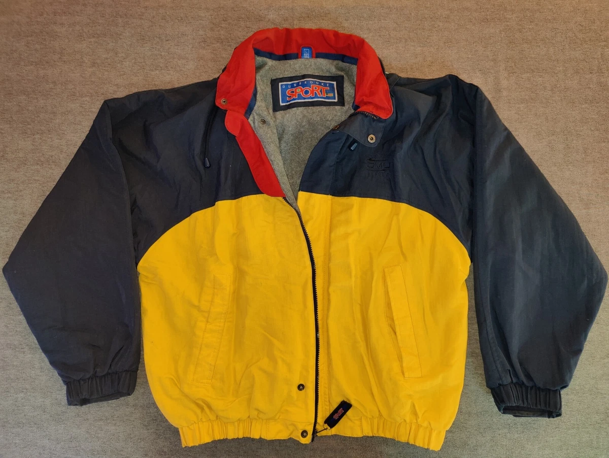 Dunbrooke Sport Mens Zip u0026 Snap Button Jacket Large Navy/Yellow/Red with  Hood | eBay