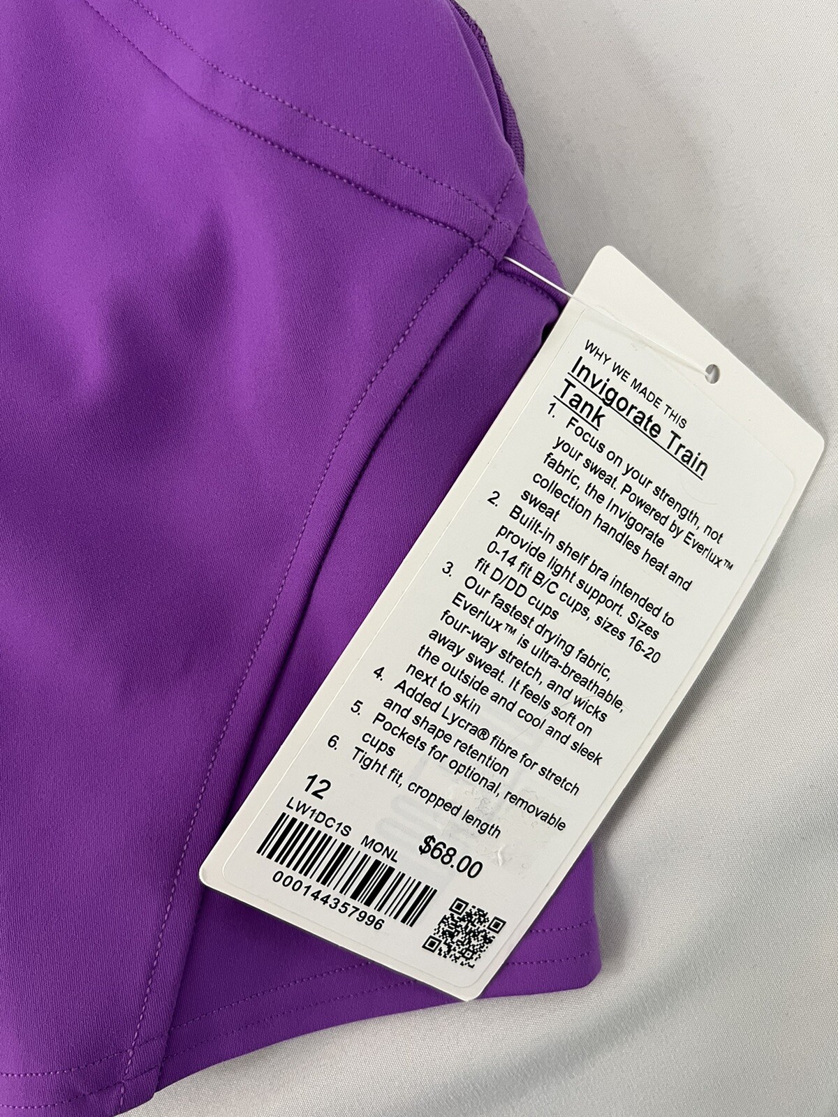 NWT Size 12 Lululemon Invigorate Train Tank Everlux B/C cup MONL Magenta image 3