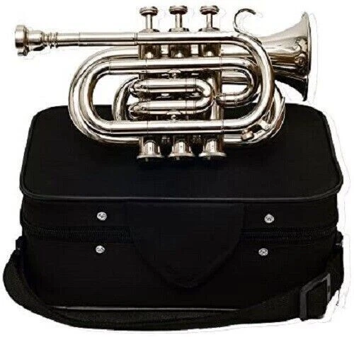 Lo último Trompeta de Bolsillo Plateada Plana Bb Estuche Gratis + MP Envío Rápido**Mejor Regalo Foto 2 de 4