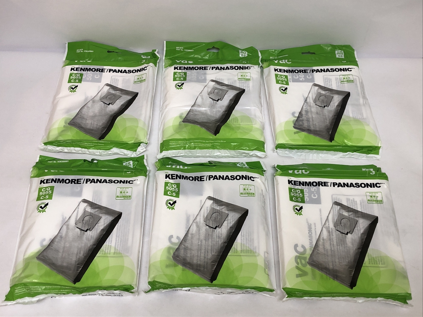 Lot Of (6) Kenmore/Panasonic Vacuum Cleaner Bags C/Q 5055 C5 Allergen