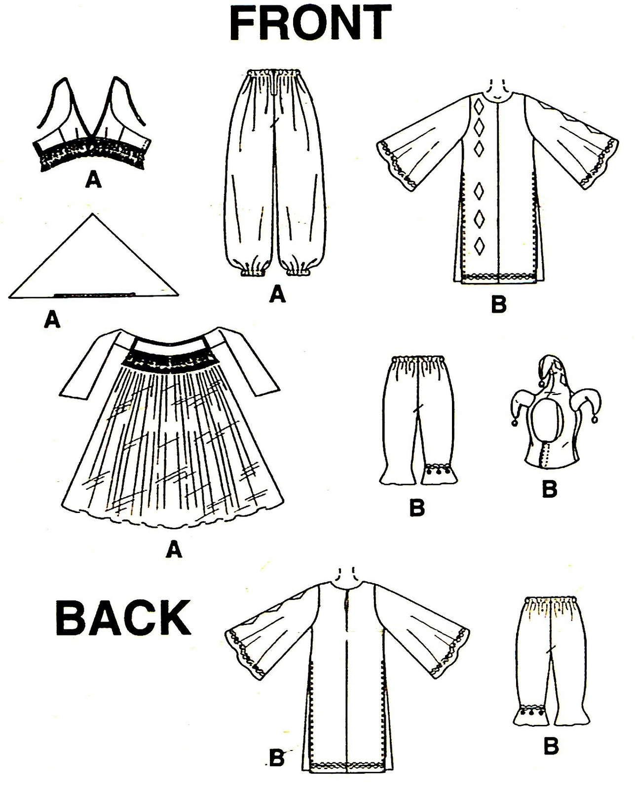 LAST! UNISEX JESTERS & SEXY BELLY DANCER COSTUME SEWING PATTERN SM