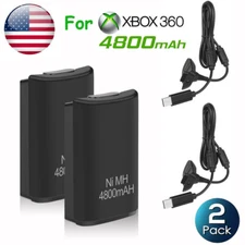 2PCS Battery Pack for Xbox 360 Remote Controller Ni-MH Rechargeable Battery USB