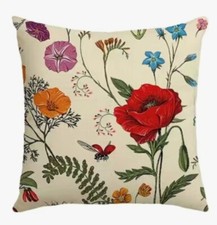 FLORAL VINE GARDEN Botanical Linen Throw Pillow Cover Holiday HOME Decor 18  