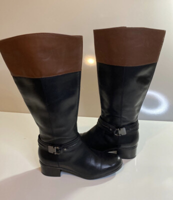 Bandolino Women's Size 7M Carlotta Brown Leather Knee High Tall Riding  Boots