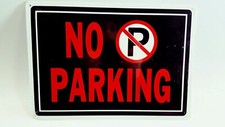 3 Set Everbilt 1000 029 590 NO PARKING Sign Black  Red Aluminum metal 10x14 NEW