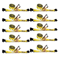 10 PK 2" x 30' Ratchet Straps w/Flat Hook WLL 3333LBS Heavy Duty Tie Down Strap