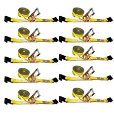 10 PK 2" x 30' Ratchet Straps w/Flat Hook WLL 3333LBS Heavy Duty Tie Down Strap
