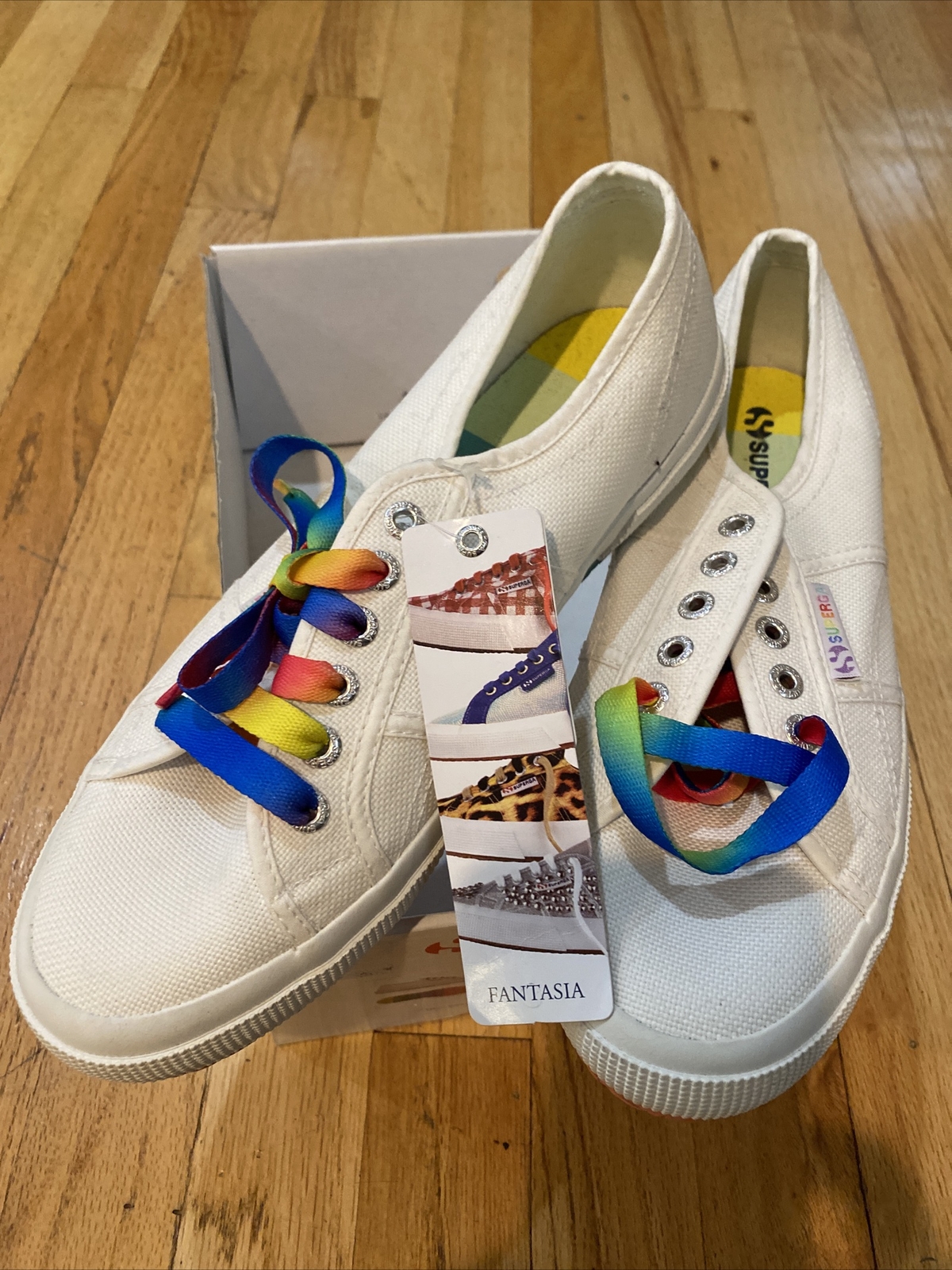 SAOLA Sneakers casual Superga Fantasia bianche multi suola arcobaleno taglia 9 5 euro 41
