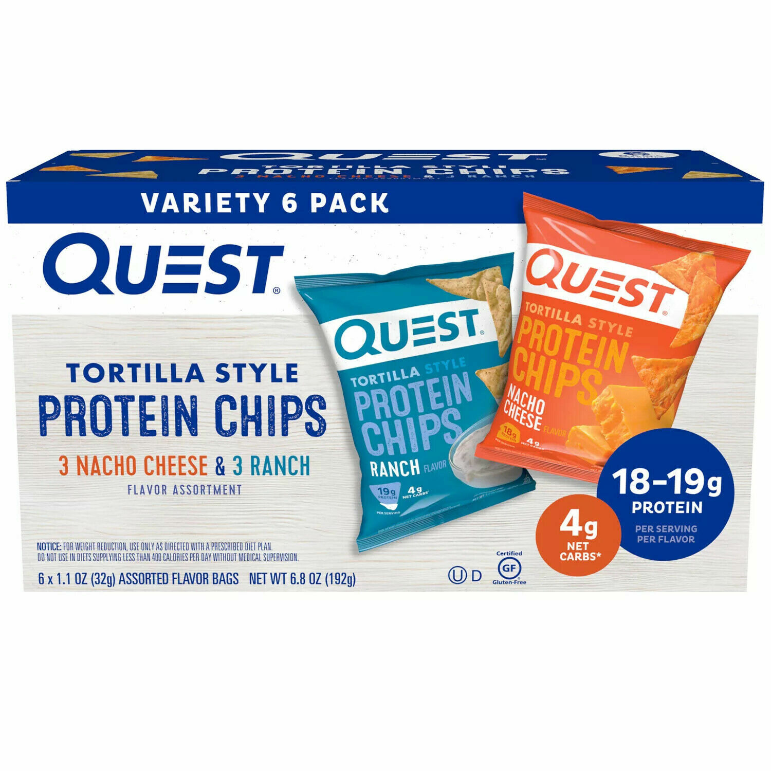 Quest Tortilla Style Protein Chips Variety Pack (6 ct.) FAST Shipping
