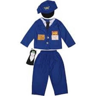 Postman Pat Costume including felt cat and letter. Aged 3-5years
