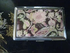 Metal Cigarette Case, Money or Credit card case Brown and Pink