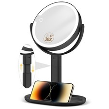 Makeup Mirror with Lights, 30X Magnifying  Height Adjustable, Lighted Magnif...